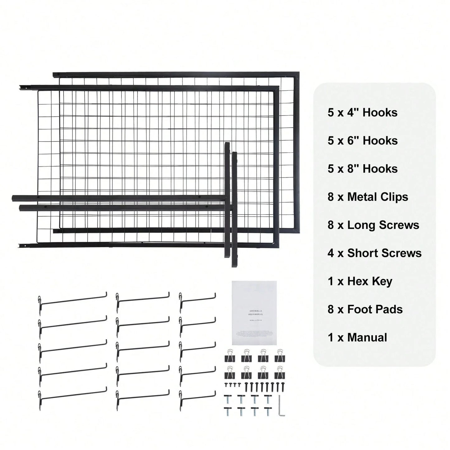 2 Pack Grid Wall Display Panels with T-Base