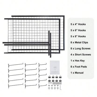 2 Pack Grid Wall Display Panels with T-Base