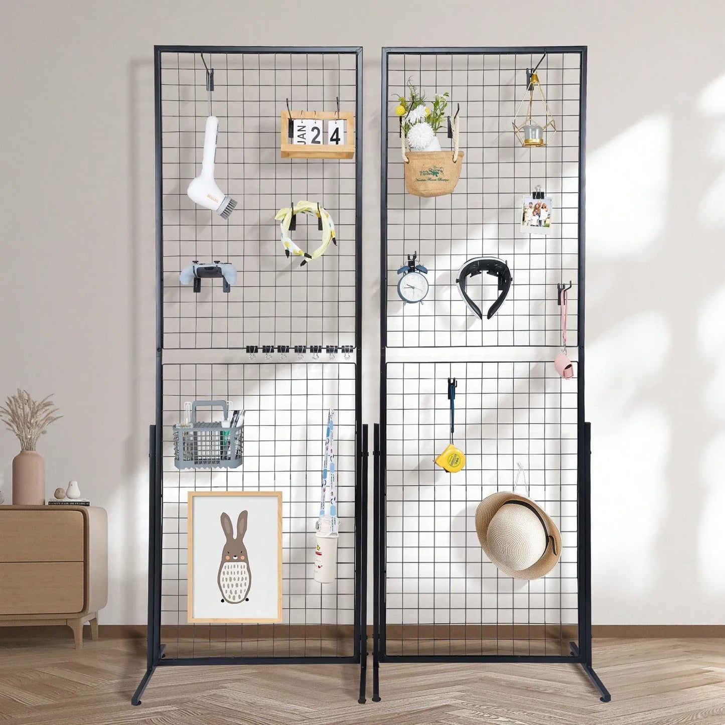 2 Pack Grid Wall Display Panels with T-Base