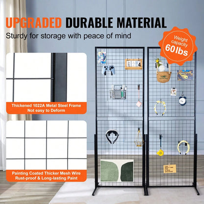 2 Pack Grid Wall Display Panels with T-Base