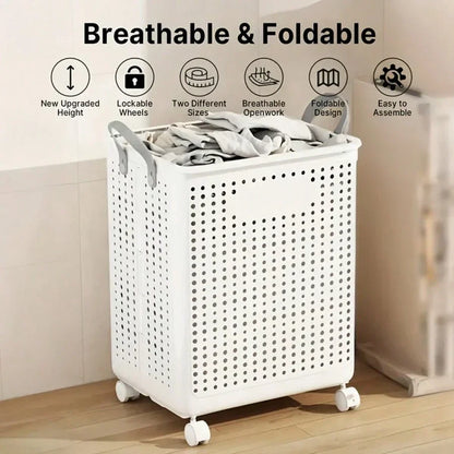 ✅ Collapsible Laundry Basket with Wheels – Large Capacity