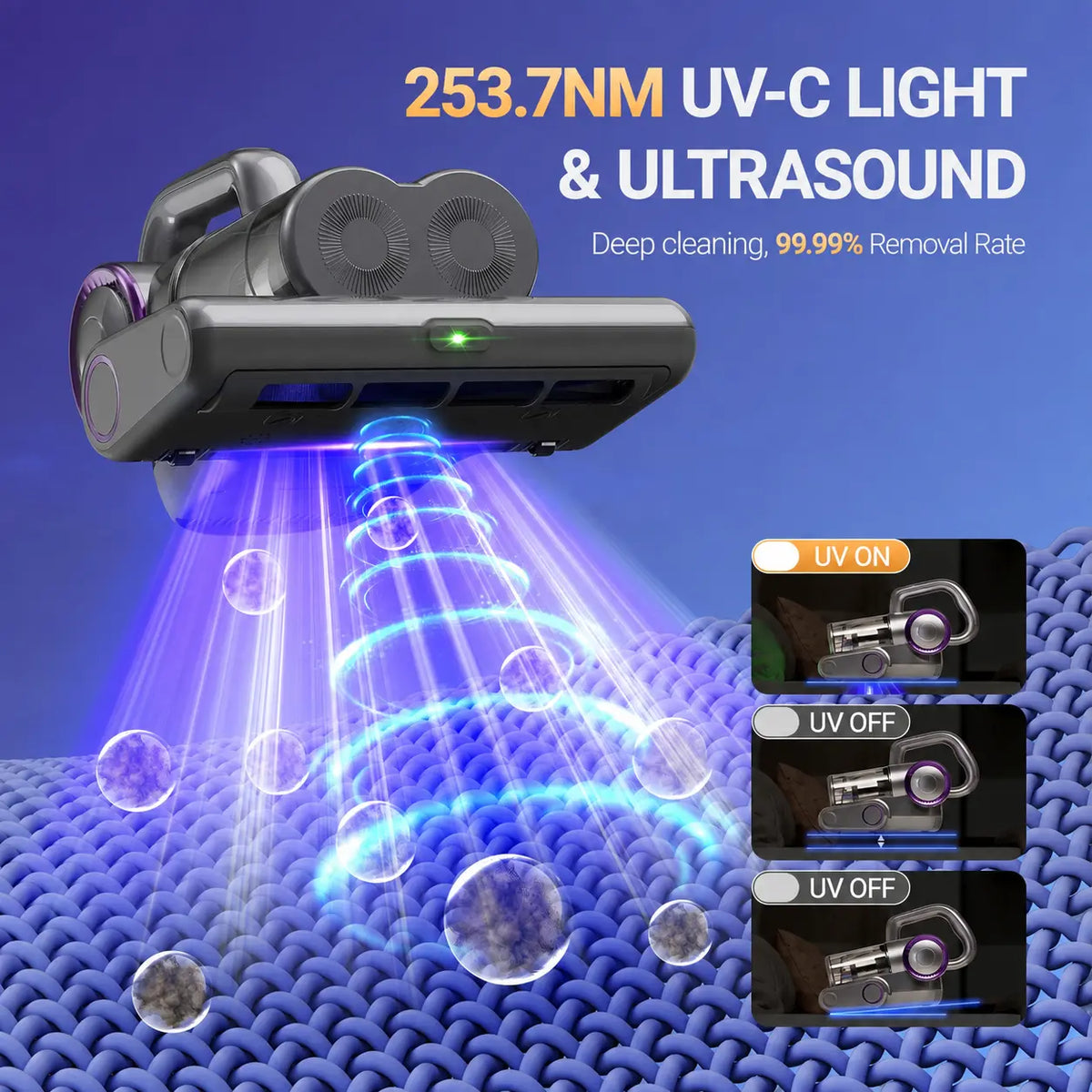 FE-PPO Mattress Vacuum Cleaner with UV-C Light & Powerful Suction