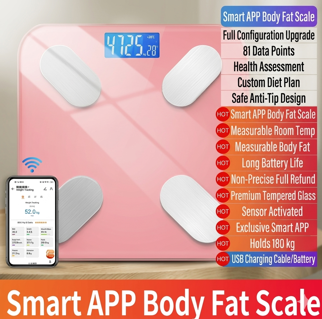 Etekcity Smart Body Fat Scale Bluetooth BMI & Muscle Mass Monitor