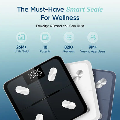 Etekcity Smart Body Fat Scale Bluetooth BMI & Muscle Mass Monitor